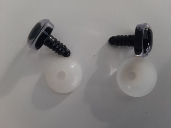 1 Paar Plastik-Tieraugen zum Wimpern kleben geeignet  zum Stecken ca 25 mm silber